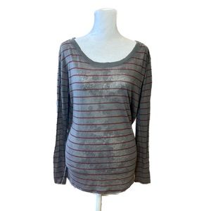 We The Free Gray & Red Striped Top, Women’s Size Small